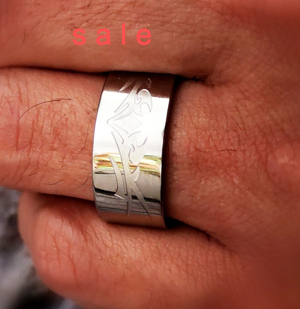 Massiver Ring, Edelstahlring, Männerring, Tribal - SALE