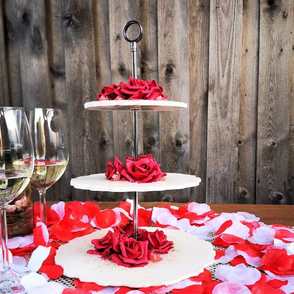 Etagere, 3 stöckig, Dekoration, Hochzeit, rote Rosen